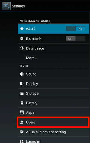 Android Settings, Users